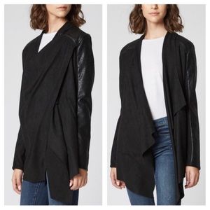 Blank NYC Black Faux Leather Sleeve Drape Jacket